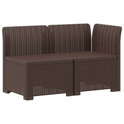 2-Seater Garden Sofa Rattan Look PP Brown
