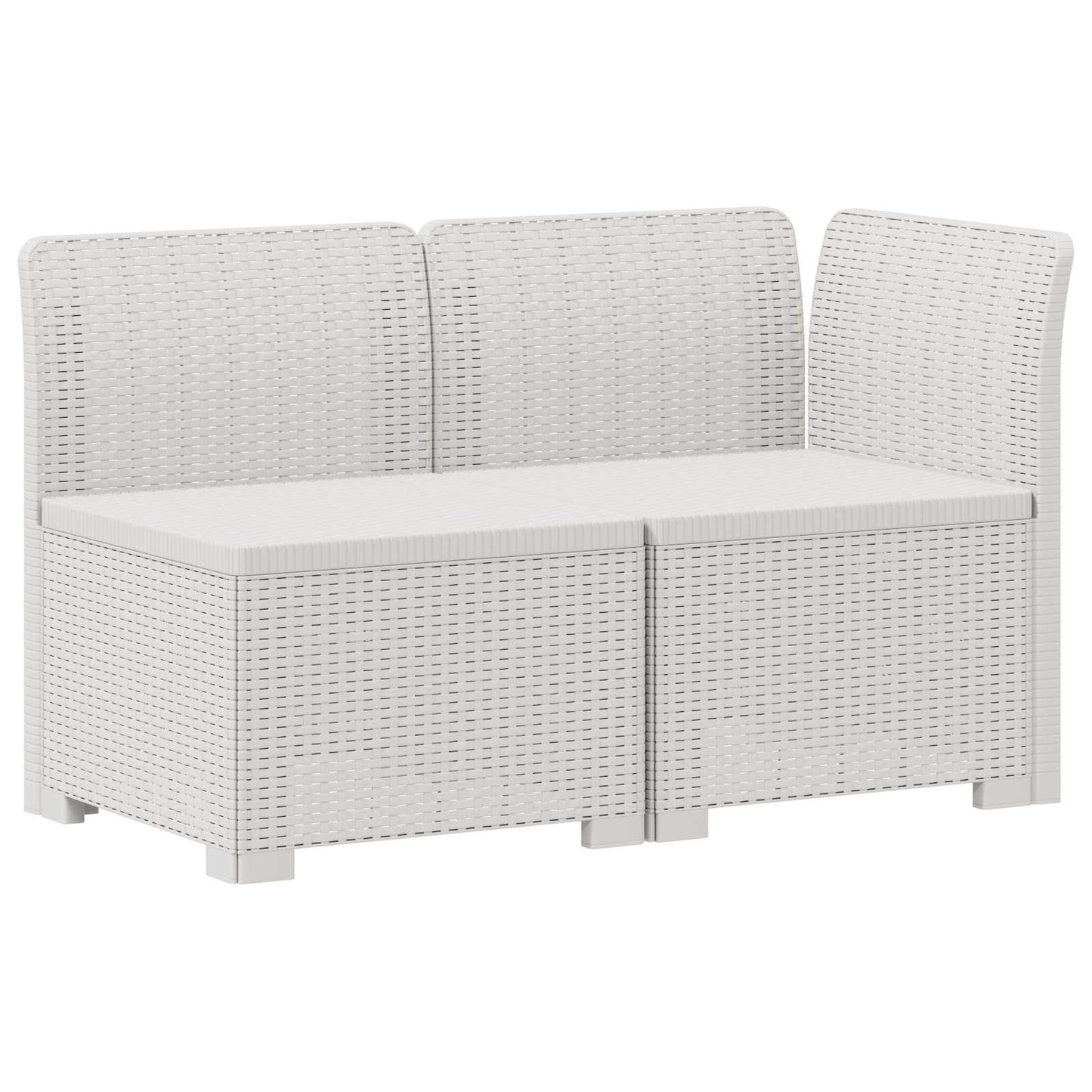 2-Seater Garden Sofa Rattan Look PP White