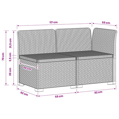 2-Seater Garden Sofa Rattan Look PP White