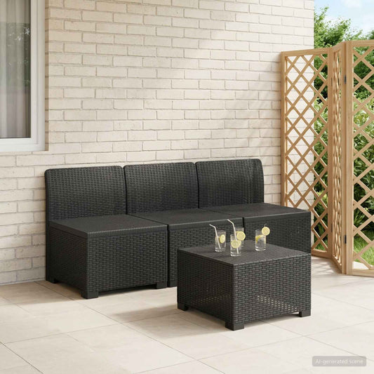 3-Seater Garden Sofa Rattan Look PP Anthracite