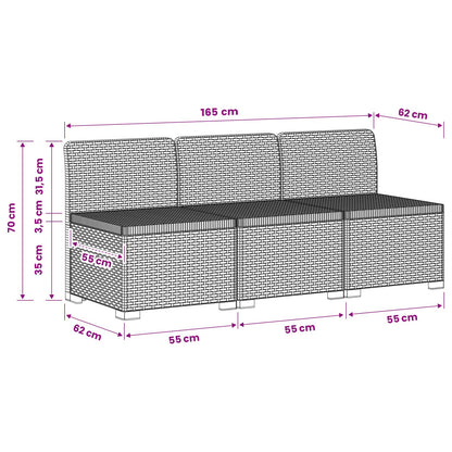 3-Seater Garden Sofa Rattan Look PP White