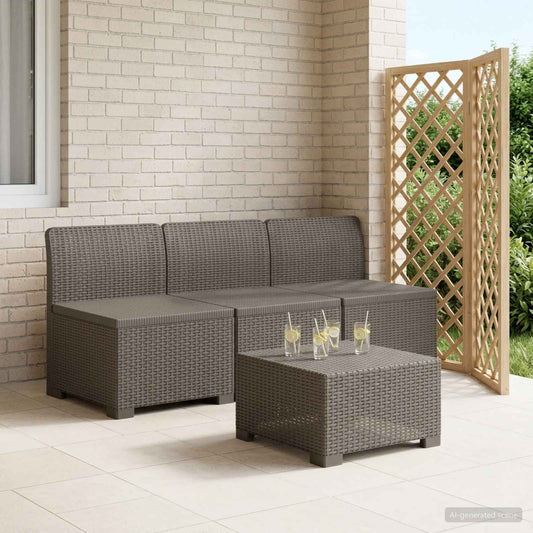3-Seater Garden Sofa Rattan Look PP Light Grey