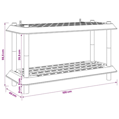 Shelving Unit 2-Tier 100 x 40 x 55.5 cm PP Brown
