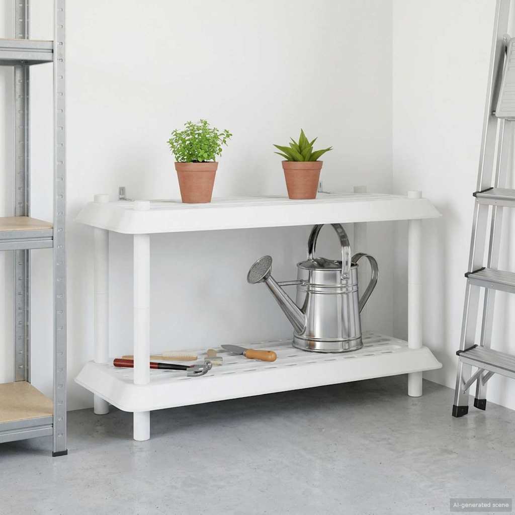 Shelving Unit 2-Tier 100 x 40 x 55.5 cm PP White