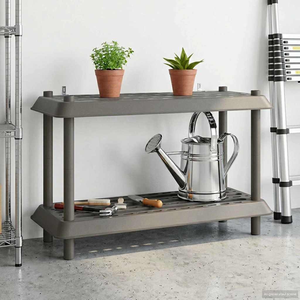 Shelving Unit 2-Tier 100 x 40 x 55.5 cm PP Light Grey