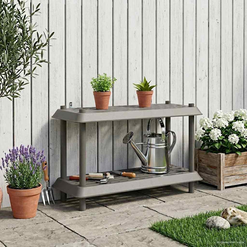 Shelving Unit 2-Tier 100 x 40 x 55.5 cm PP Light Grey