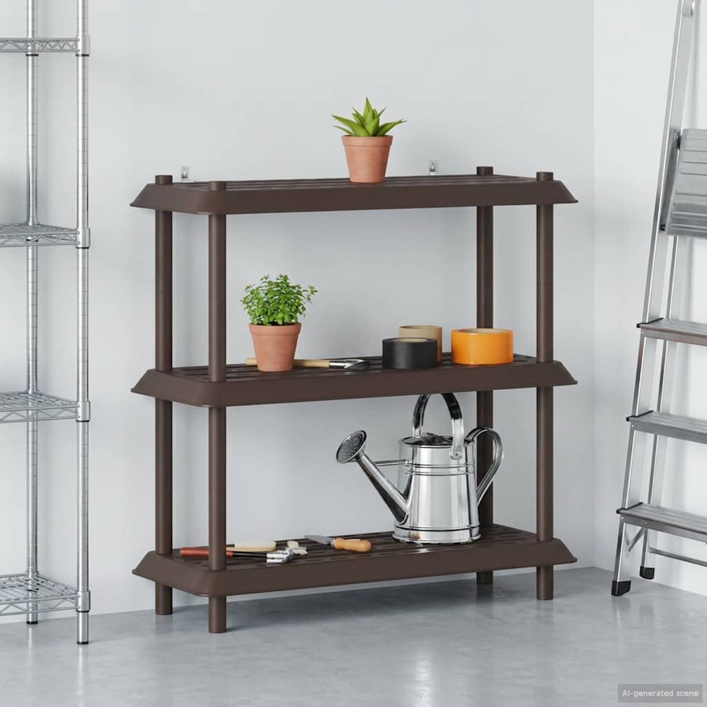 Shelving Unit 3-Tier 100 x 40 x 96 cm PP Brown