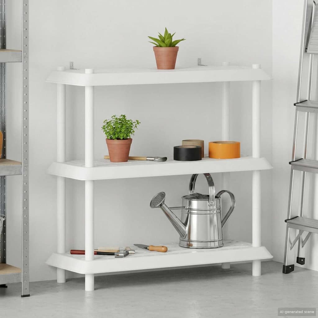 Shelving Unit 3-Tier 100 x 40 x 96 cm PP White