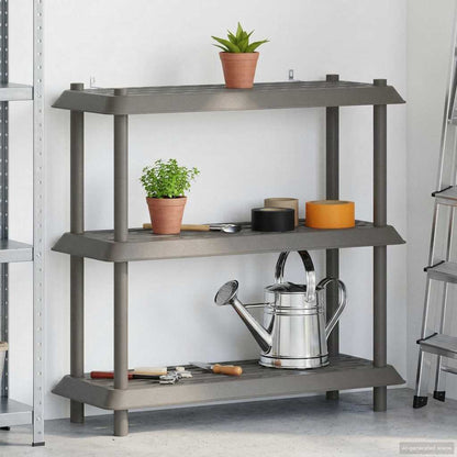 Shelving Unit 3-Tier 100 x 40 x 96 cm PP Light Grey