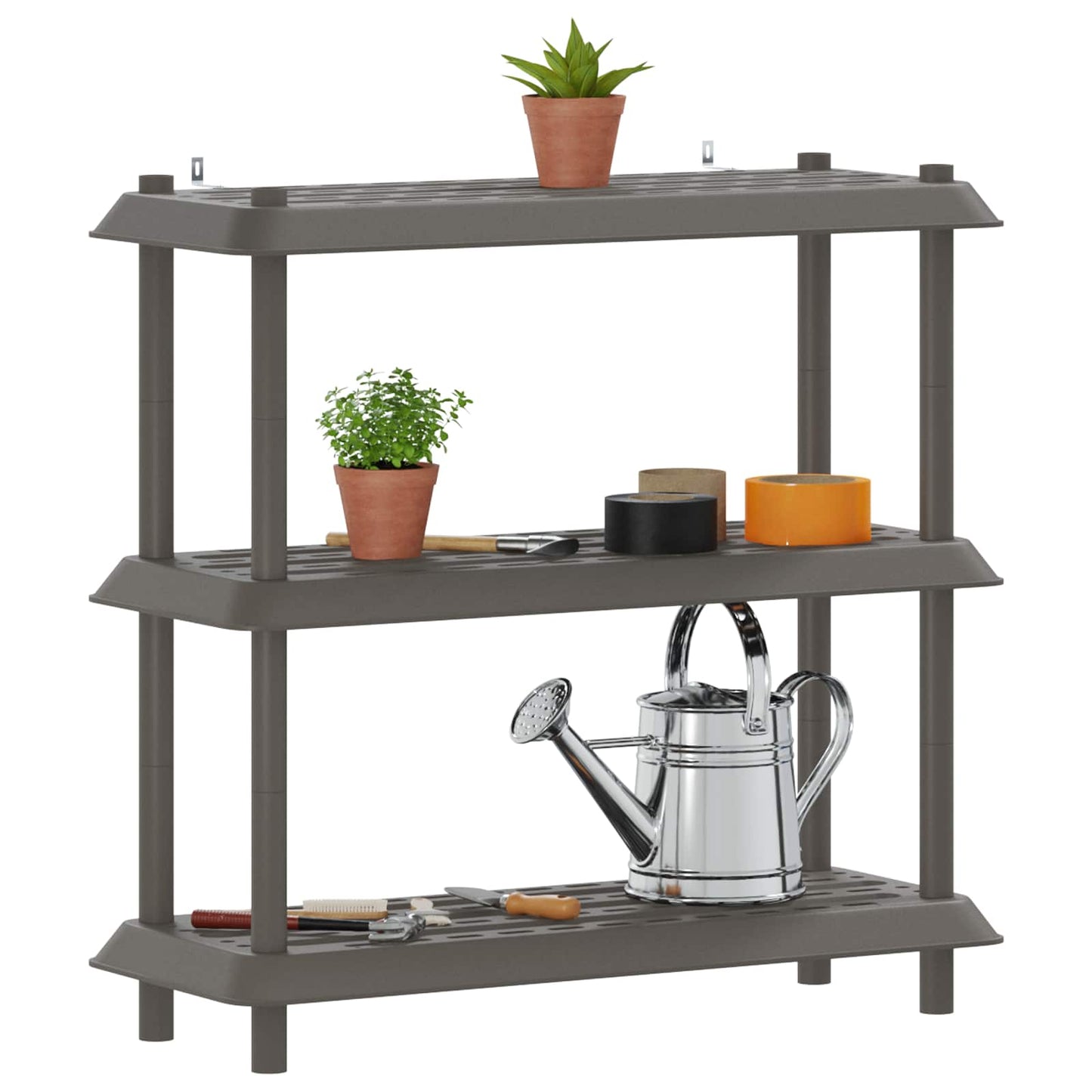 Shelving Unit 3-Tier 100 x 40 x 96 cm PP Light Grey
