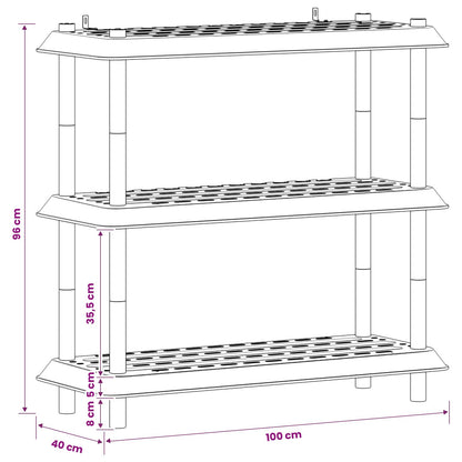 Shelving Unit 3-Tier 100 x 40 x 96 cm PP Light Grey