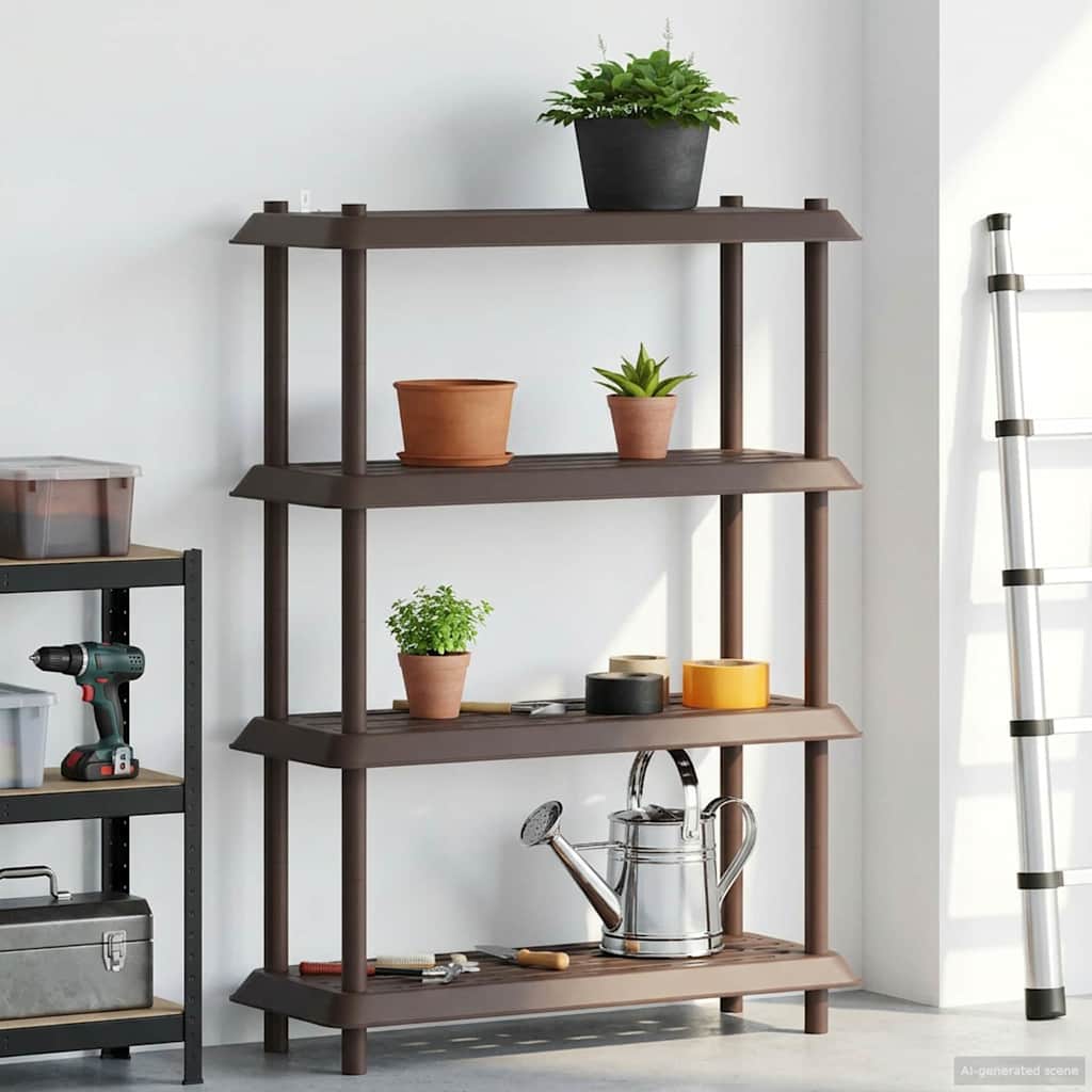 Shelving Unit 4-Tier 100 x 40 x 136.5 cm PP Brown