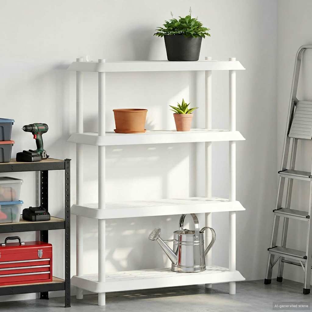 Shelving Unit 4-Tier 100 x 40 x 136.5 cm PP White
