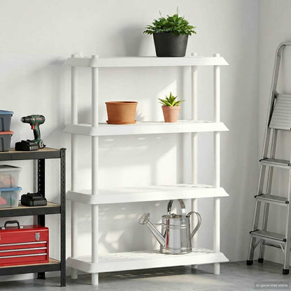 Shelving Unit 4-Tier 100 x 40 x 136.5 cm PP White