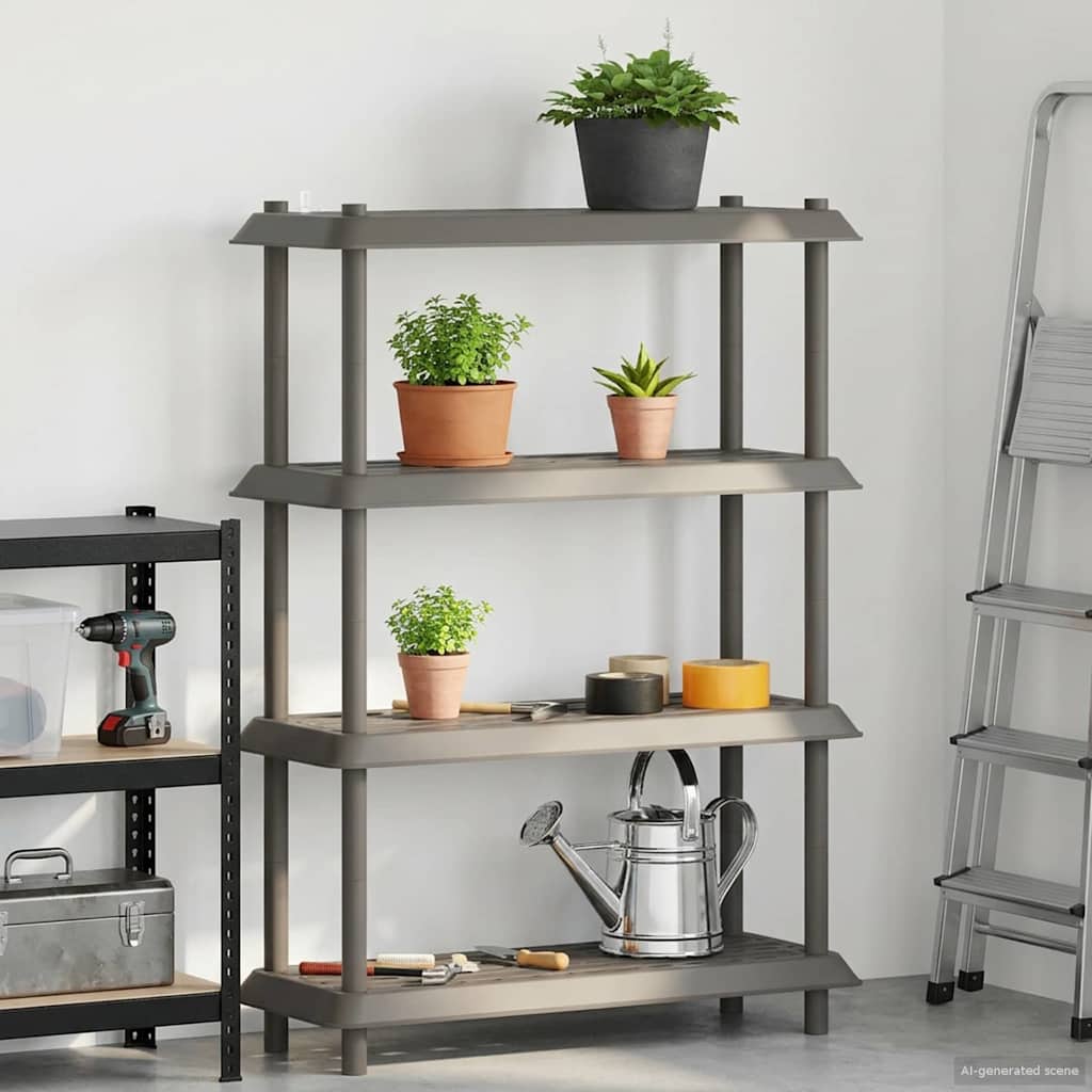 Shelving Unit 4-Tier 100 x 40 x 136.5 cm PP Light Grey