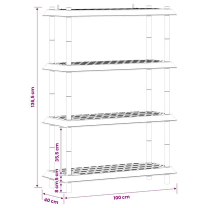 Shelving Unit 4-Tier 100 x 40 x 136.5 cm PP Light Grey