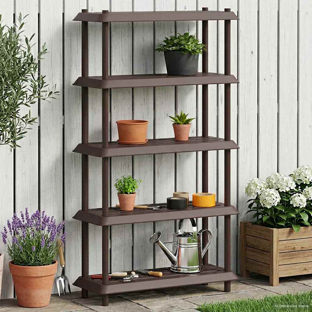 Shelving Unit 5-Tier 100 x 40 x 177 cm PP Brown