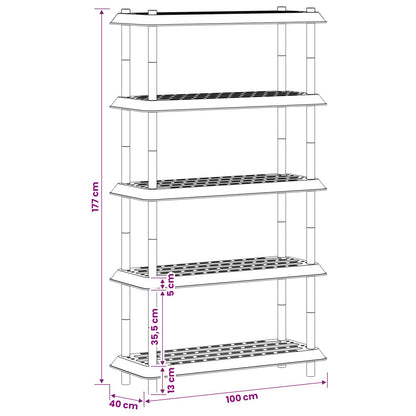 Shelving Unit 5-Tier 100 x 40 x 177 cm PP Brown