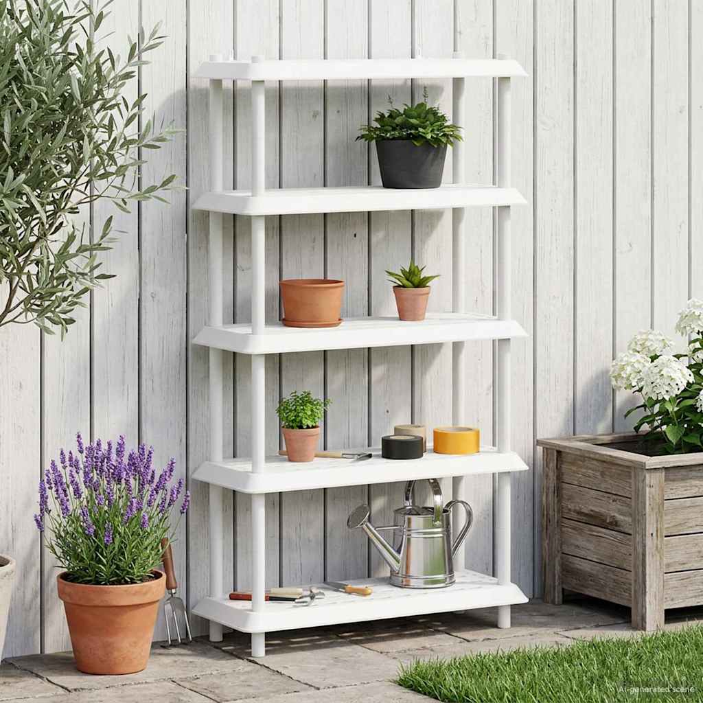 Shelving Unit 5-Tier 100 x 40 x 177 cm PP White