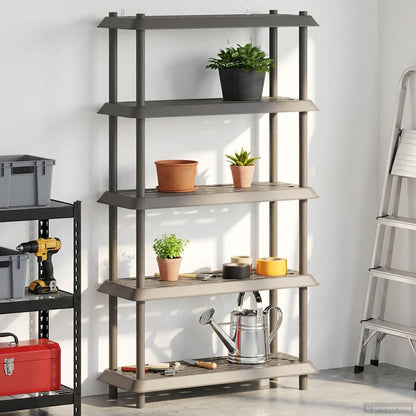 Shelving Unit 5-Tier 100 x 40 x 177 cm PP Light Grey