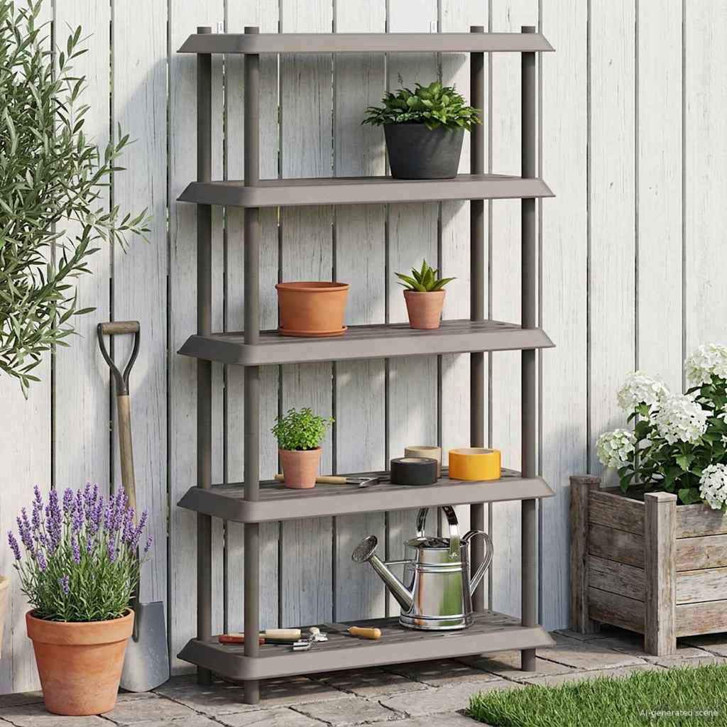 Shelving Unit 5-Tier 100 x 40 x 177 cm PP Light Grey