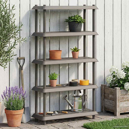 Shelving Unit 5-Tier 100 x 40 x 177 cm PP Light Grey