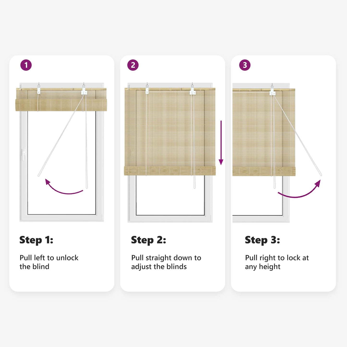 Roller Blind Natural 110 x 220 cm Bamboo