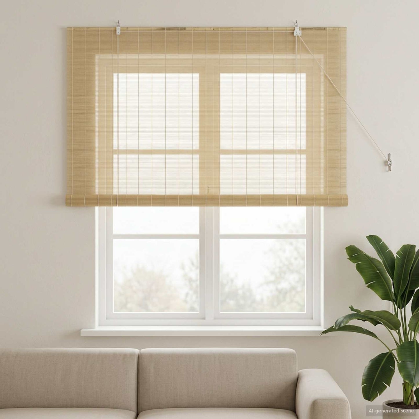 Roller Blind Natural 130 x 160 cm Bamboo