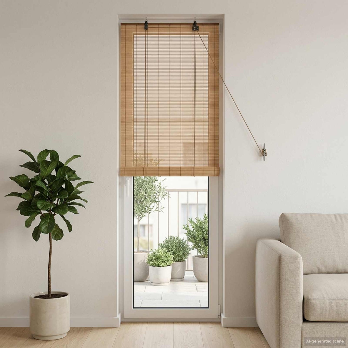 Roller Blind Brown 60 x 220 cm Bamboo