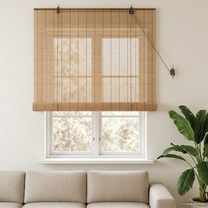 Roller Blind Brown 90 x 160 cm Bamboo