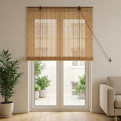 Roller Blind Brown 90 x 220 cm Bamboo