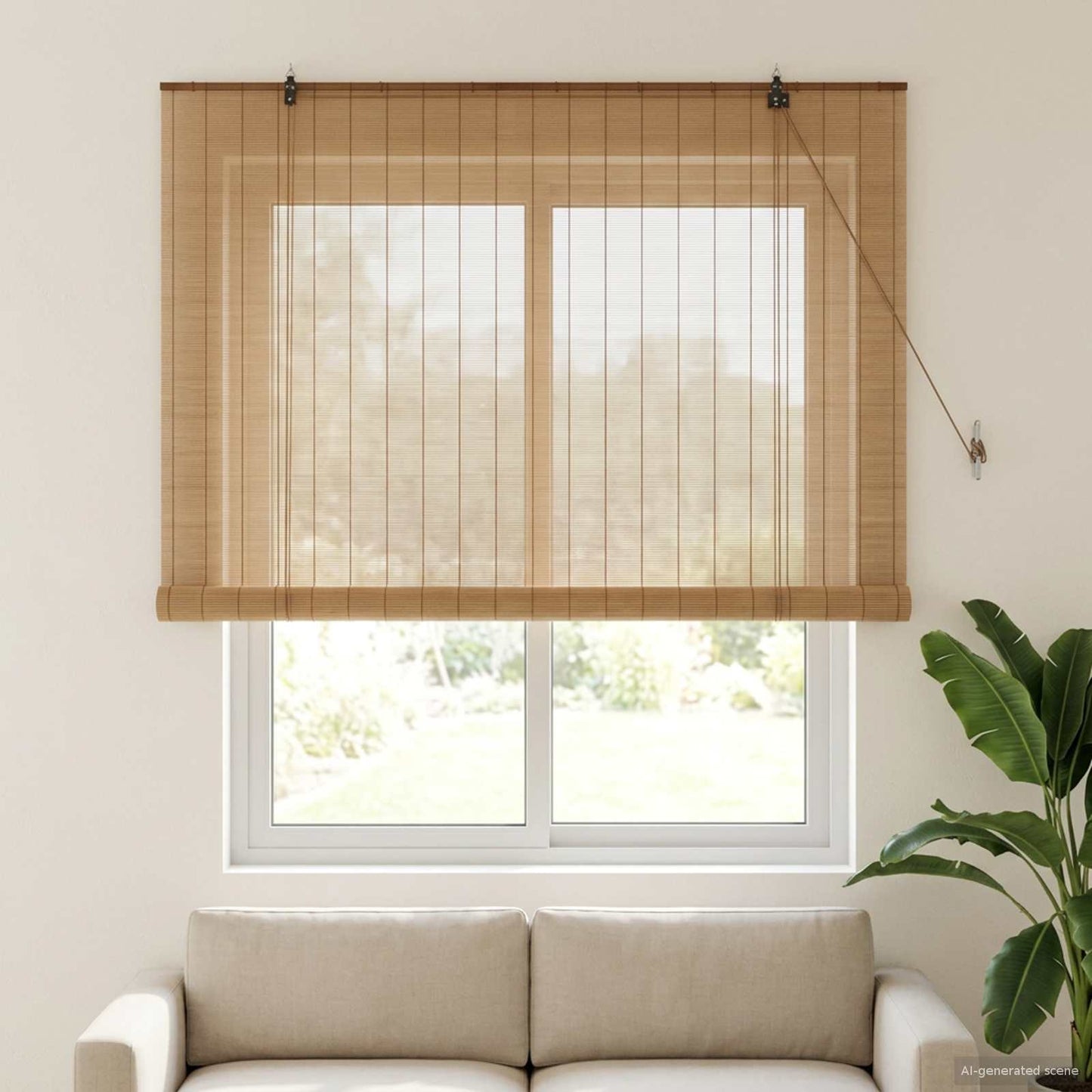 Roller Blind Brown 130 x 160 cm Bamboo