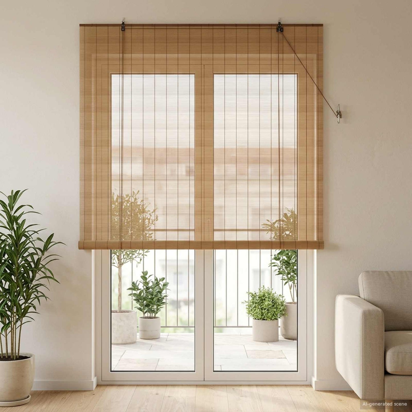 Roller Blind Brown 130 x 220 cm Bamboo