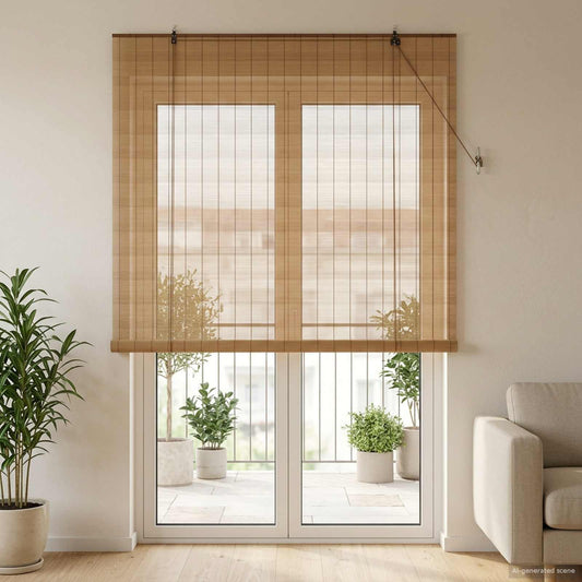 Roller Blind Brown 130 x 220 cm Bamboo