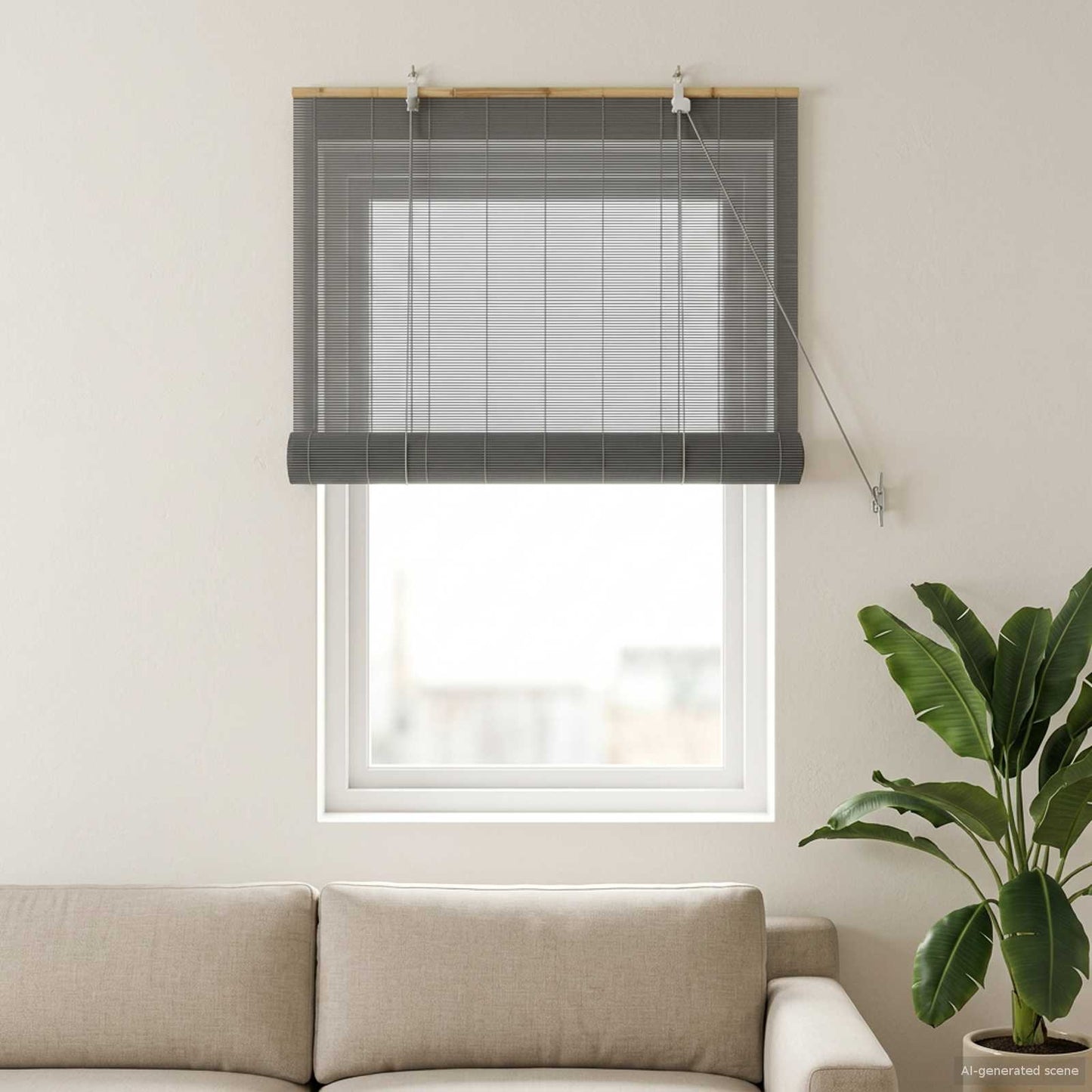 Roller Blind Grey 60 x 160 cm Bamboo