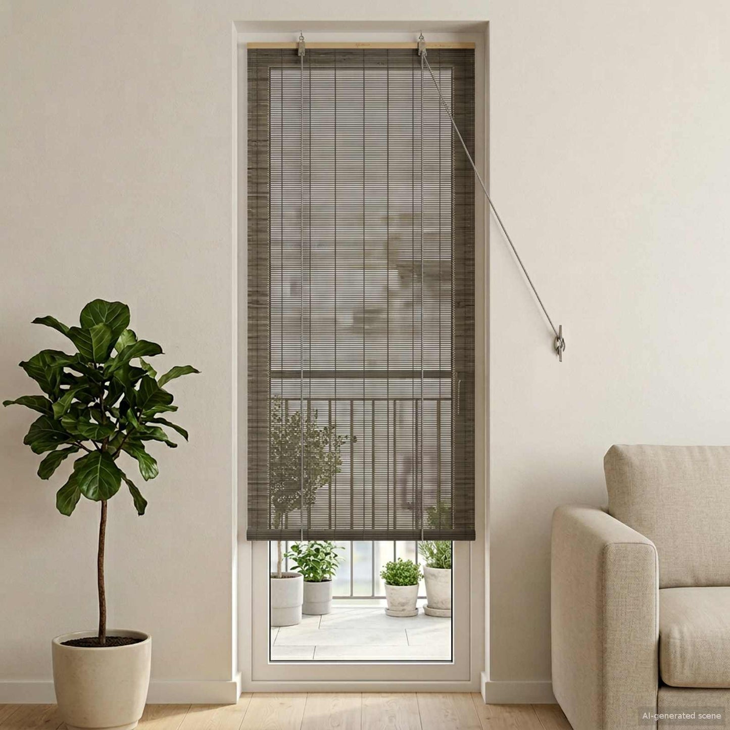 Roller Blind Grey 60 x 220 cm Bamboo