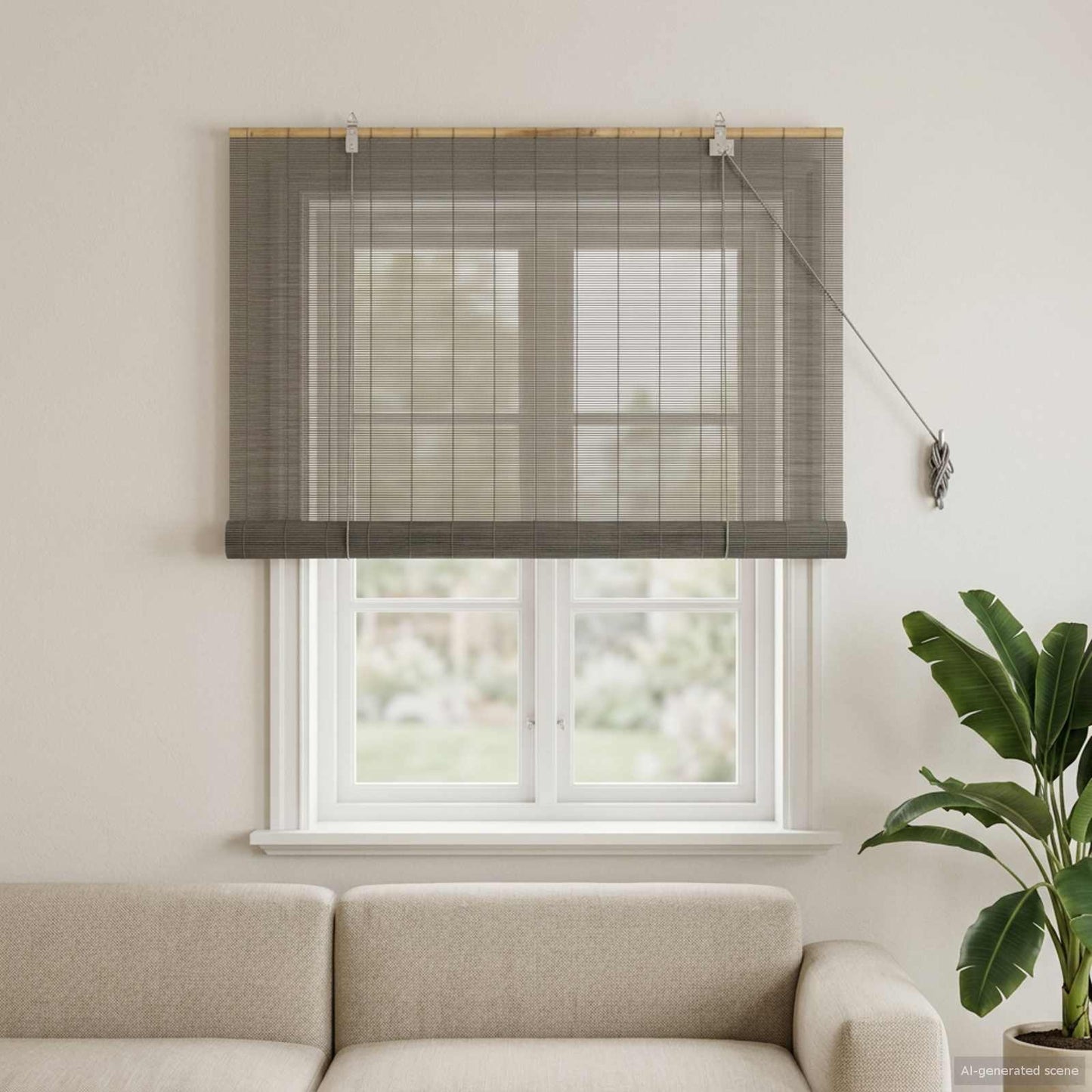 Roller Blind Grey 100 x 160 cm Bamboo