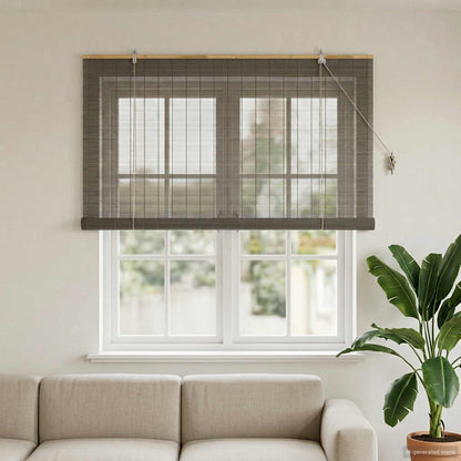 Roller Blind Grey 140 x 160 cm Bamboo