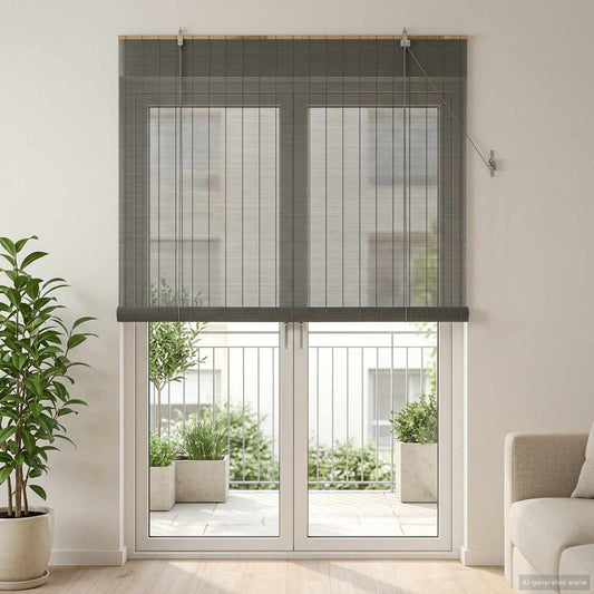 Roller Blind Grey 150 x 220 cm Bamboo
