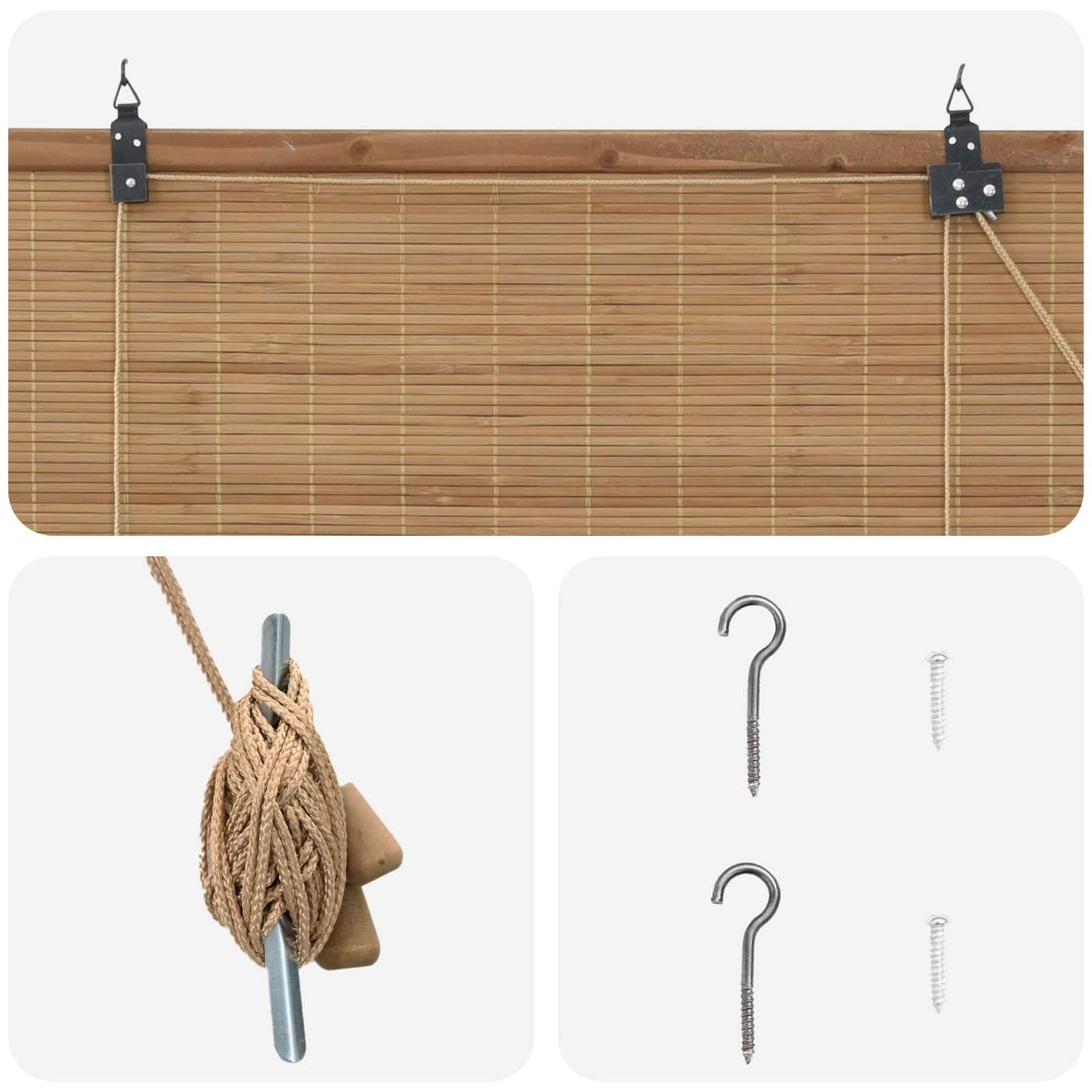 Roller Blind Brown 70 x 220 cm Bamboo