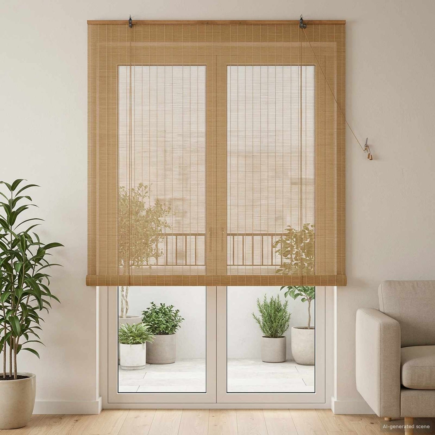Roller Blind Brown 130 x 220 cm Bamboo