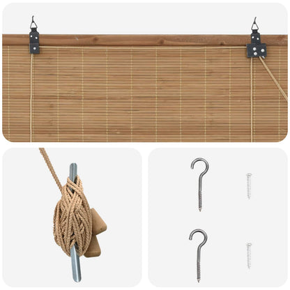 Roller Blind Brown 160 x 160 cm Bamboo