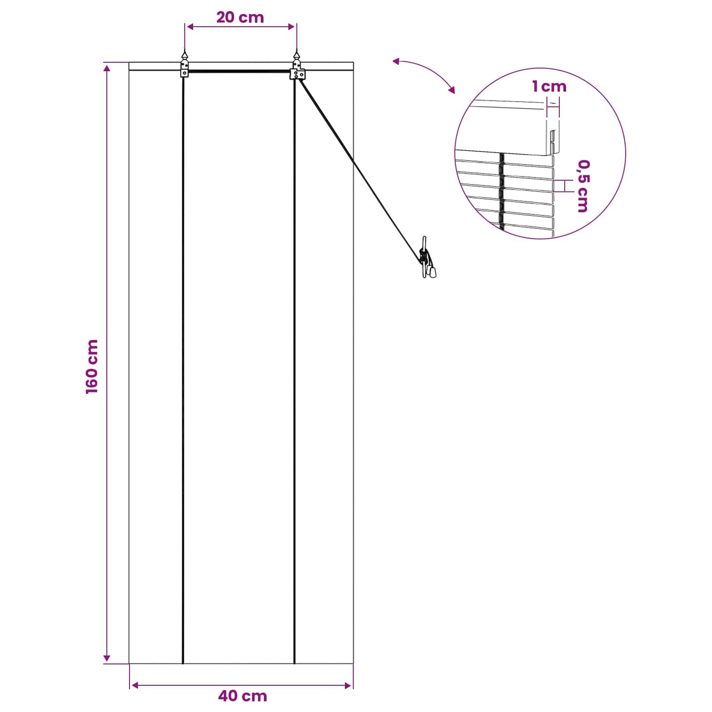 Roller Blind Natural 40 x 160 cm Bamboo
