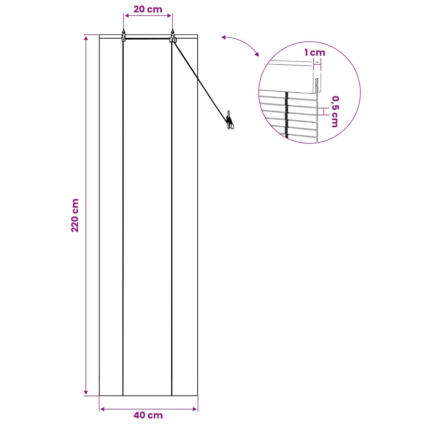 Roller Blind Natural 40 x 220 cm Bamboo