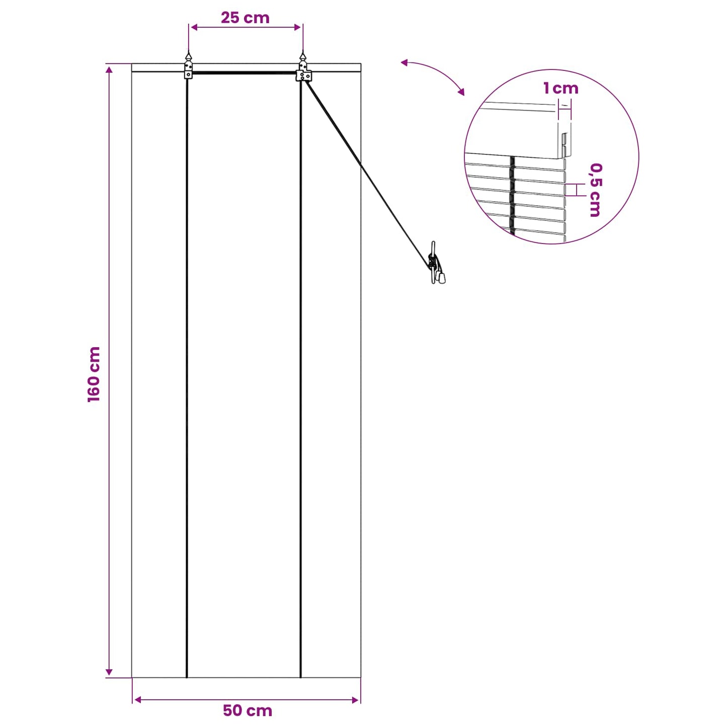 Roller Blind Natural 50 x 160 cm Bamboo