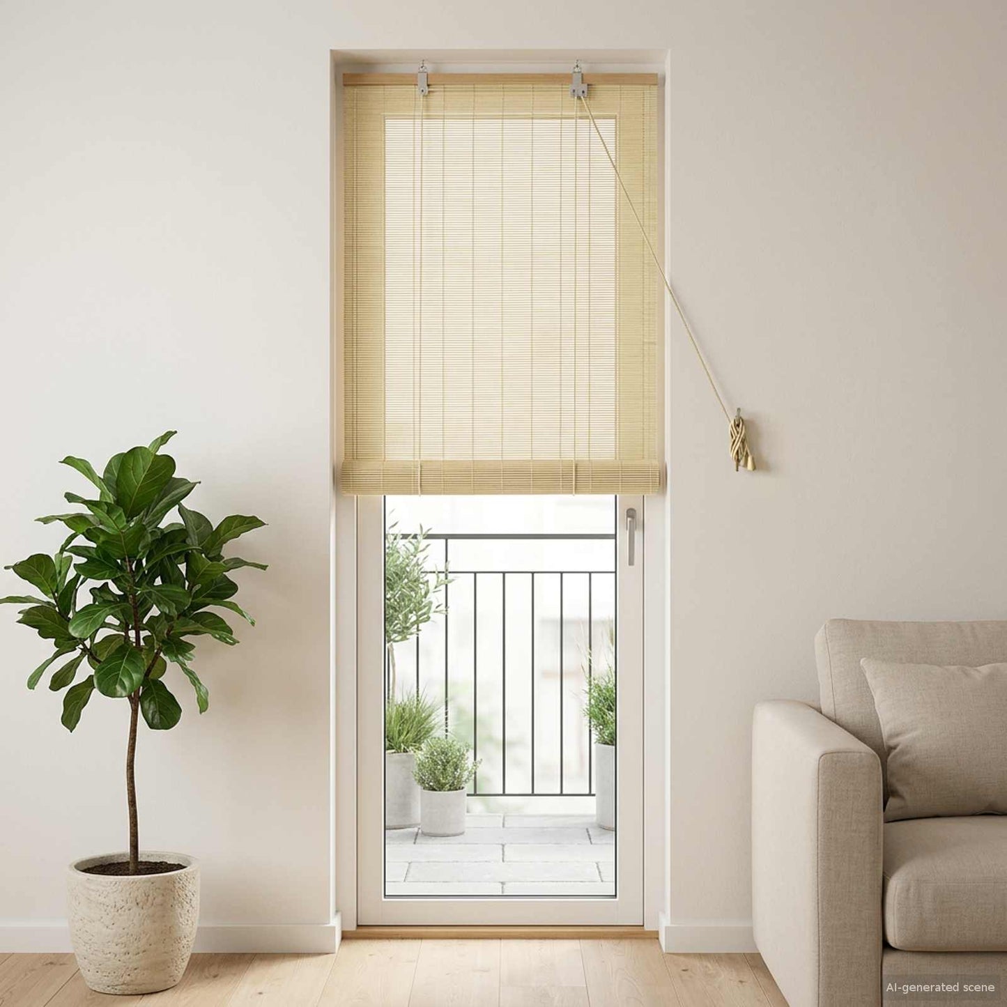 Roller Blind Natural 50 x 220 cm Bamboo
