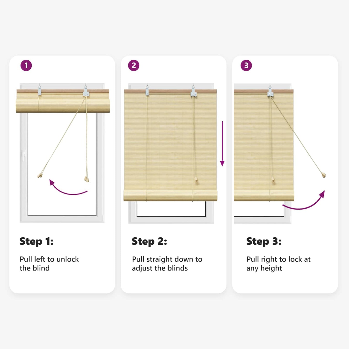 Roller Blind Natural 160 x 160 cm Bamboo
