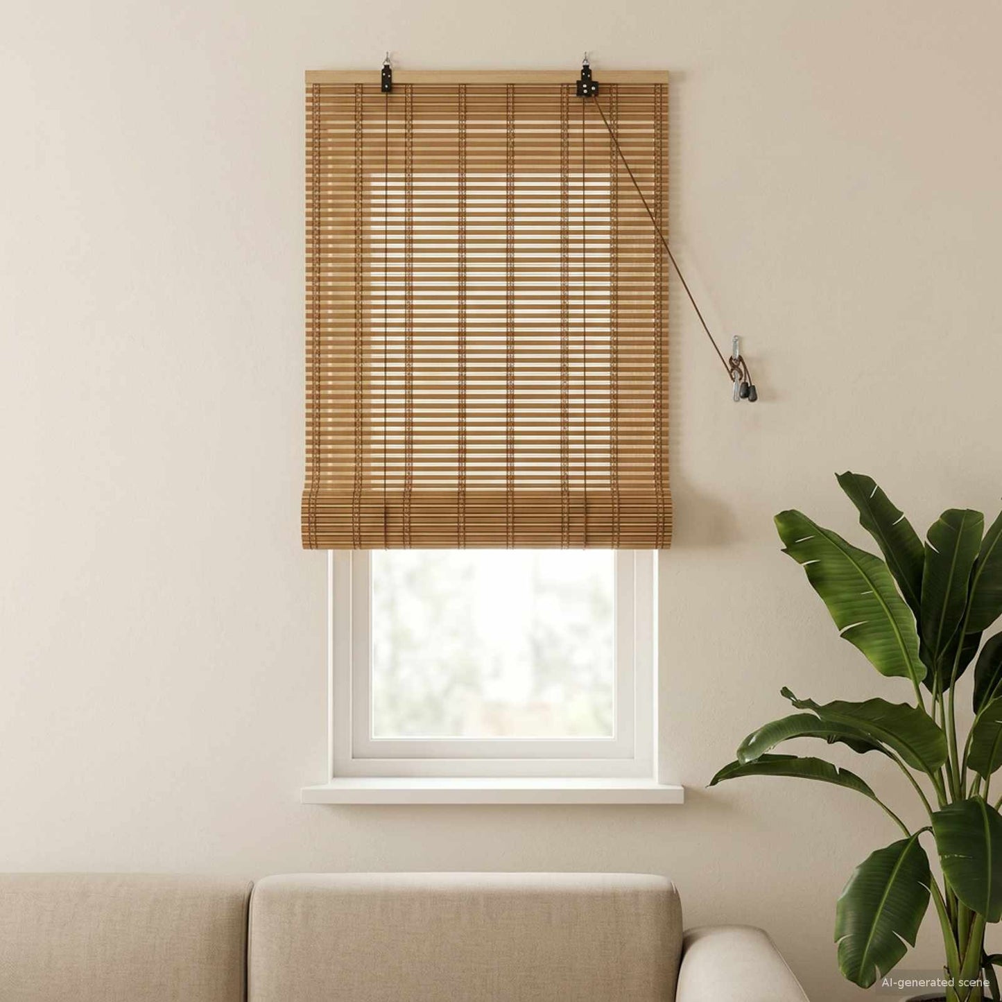 Roller Blind Natural and Brown 40 x 160 cm Bamboo