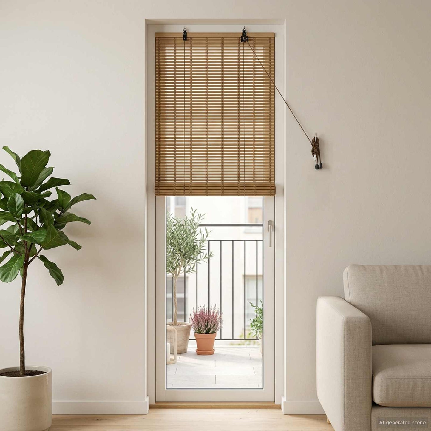 Roller Blind Natural and Brown 50 x 220 cm Bamboo