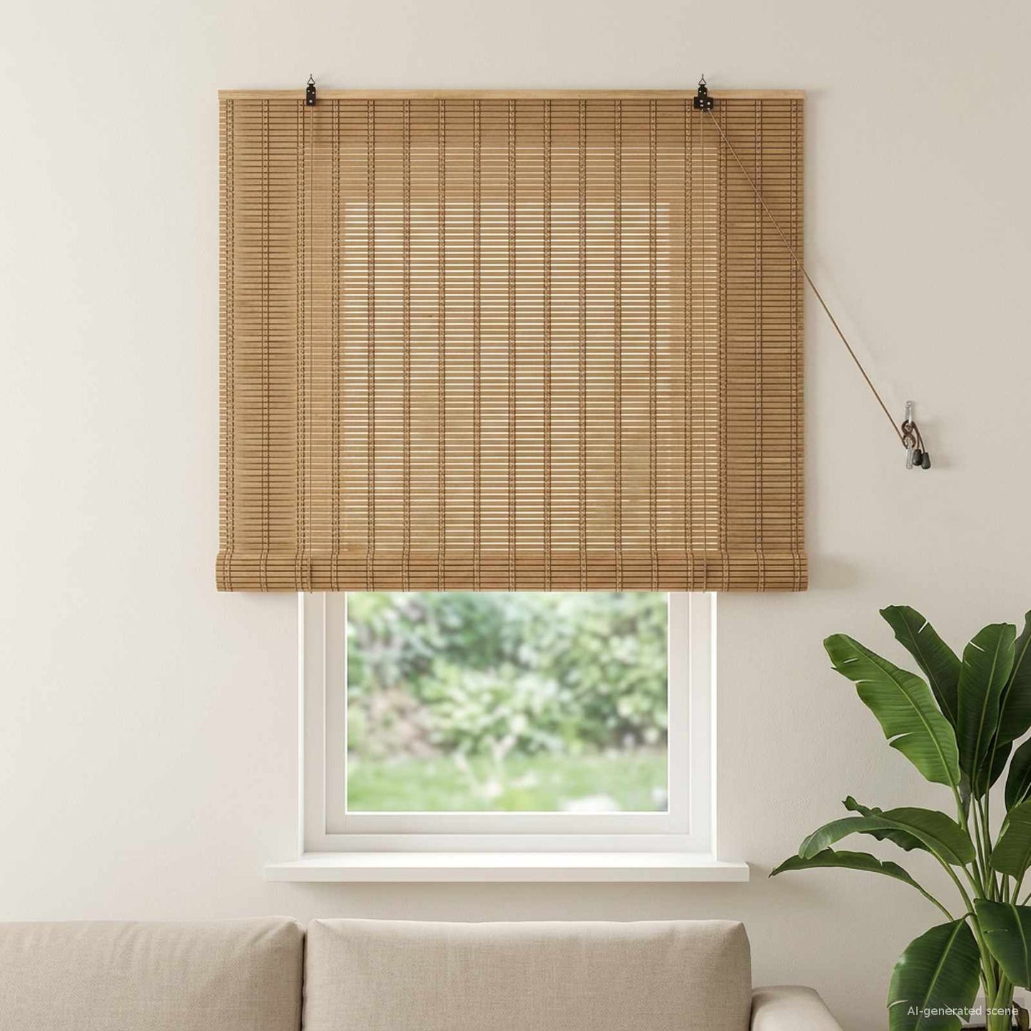 Roller Blind Natural and Brown 130 x 160 cm Bamboo